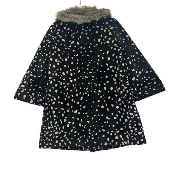 ANTHROPOLOGIE Elevenses Coat Faux Fur Trim Size 10 Black Jacket Cruela Dálmata - Picture 2 of 12